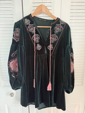 zara embroidered velvet dress Image 2 of EMBROIDERED VELVET DRESS from Zara